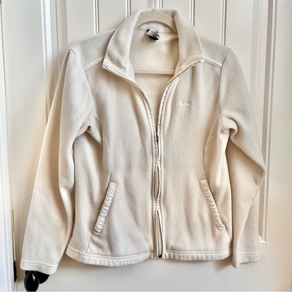 Patagonia fleece zip up hoodie jacket white cream women’s sz. Medium pockets - Picture 4 of 6
